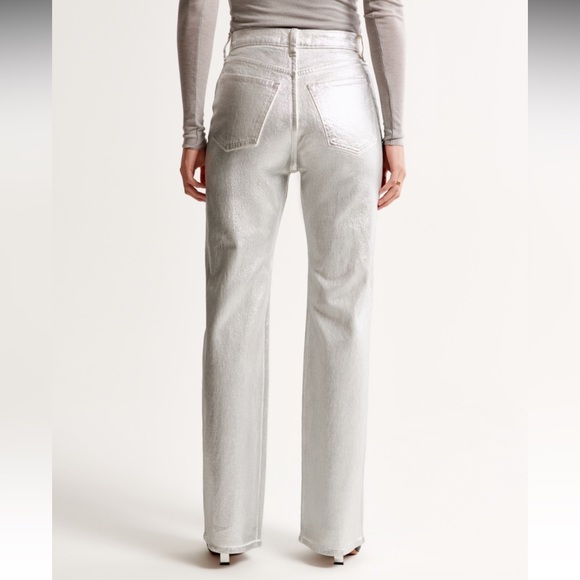 Abercrombie & Fitch Shimmering Silver Straight Leg Jeans - Picture 4 of 10